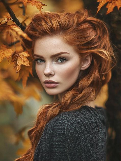 Explore Trendy Fall Hair Color Ideas to Refresh Your Look This Autumn Makeup For Red Hair And Brown Eyes, Blonde Reddish Hair, Fall Ginger Hair, Makeup Ginger Hair, Copper Hair Makeup, Autumn Red Hair, Red Hair Colour, Pumpkin Spice Hair, Cinnamon Hair Colors