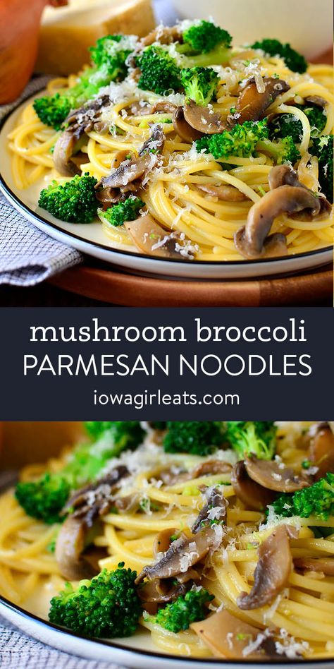 Hotel Cooking, Parmesan Noodles, Broccoli Parmesan, Beyond Meat Burger, Broccoli Pasta Recipe, Mushroom Broccoli, Parmesan Broccoli, Iowa Girl Eats, Broccoli Pasta