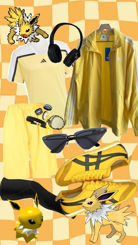 Jolteon pokemon electric outfit Eevee Outfit, Jolteon Cosplay, Pokemon Inspired Outfits, Electric Outfit, Pokemon Outfits, Pokemon Clothes, Anime Inspired Outfits, Inspired Outfits, Anime Inspired