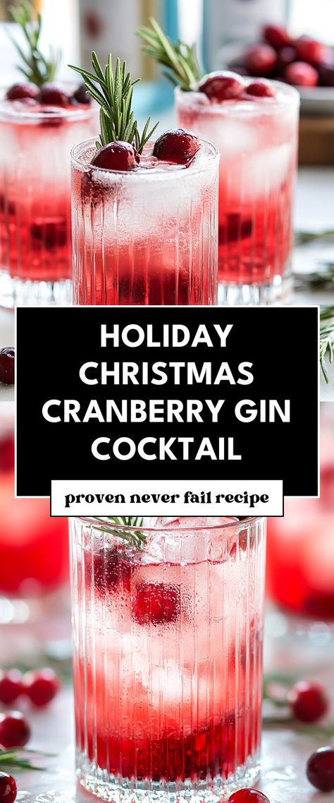 Image for Holiday Christmas Cranberry Gin Cocktail Gin And Cranberry Cocktails, Holiday Cranberry Cocktail, Gin Cocktails Fall, Holiday Gin Cocktails, Gin Christmas Cocktail, Winter Gin Cocktails, Cranberry Gin Cocktail, Gin Collins, Holiday Cocktails Christmas