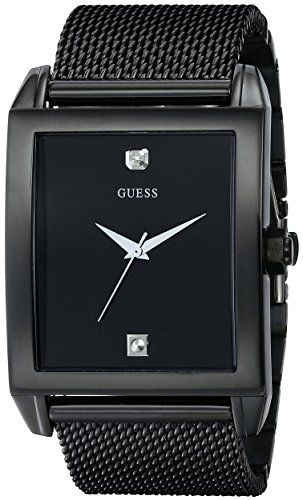 Men  Watches - GUESS Mens U0298G1 Dressy DiamondAccented Watch with BlackMesh Deployment Buckle *** Learn more by visiting the image link. (This is an Amazon affiliate link) Guess Watch, Mens Watches Black, Guess Men, Stainless Steel Polish, Black Model, Diamond Watch, Mens Fashion Trends, Black Watch, Black Mesh