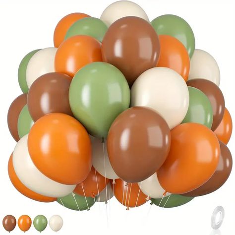 Sage Green Orange White Balloon Set – Oval Latex Balloons - Temu Dinosaur Theme Party Decorations, Cream Balloons, Brown Balloons, Jungle Balloons, Kids Party Balloons, Green Balloons, Jungle Safari Birthday, Floating Balloons, Manual Testing