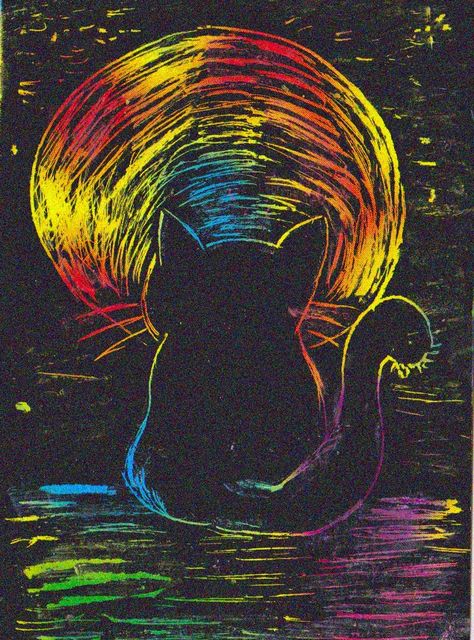 Colourful Drawing Ideas, Scratch Art Designs, Colourful Drawing Ideas Creative, Scratch Art Ideas, Pastels Paintings, Colourful Drawing, Scratch Paper Art, Paintings For Beginners, Drawing Ideas Creative