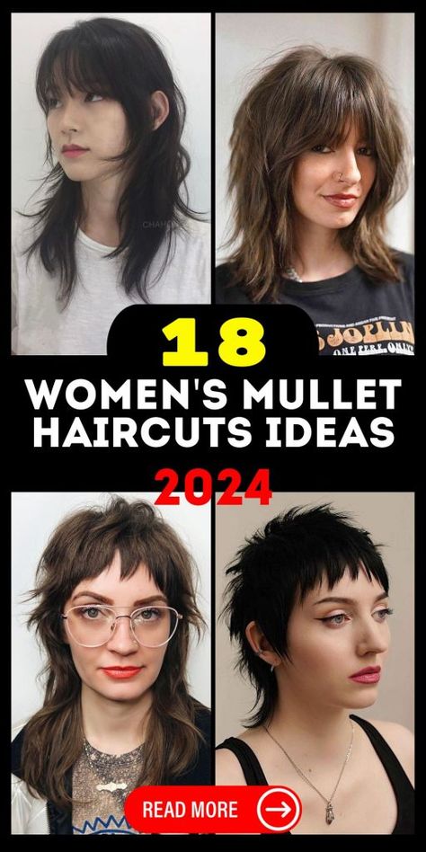 Discover the hottest 2024 women's mullet haircuts - short, long, curly, and more. Get inspired by Korean influences, shaggy styles, and the Wolf Mullet. Learn how to embrace this bold trend with our comprehensive tutorial. Find your unique look today! Mullet Hairstyle For Women, 2024 Korean Hair Trends For Women, Modern Mullet For Women, Trendy Mullet For Women, Hair Trend 2024 Women, Mullets On Women, Women’s Mullet, Shaggy Mullet For Women, Mullet Haircut Woman