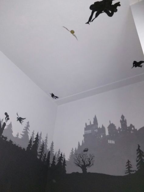 Harry Potter Wall Painting, Harry Potter Nursery Theme, Harry Potter Wall Mural, Harry Potter Mural, Harry Potter Baby Nursery, Baby Room Artwork, Harry Potter Bedroom Decor, Stile Harry Potter, Artwork Diy