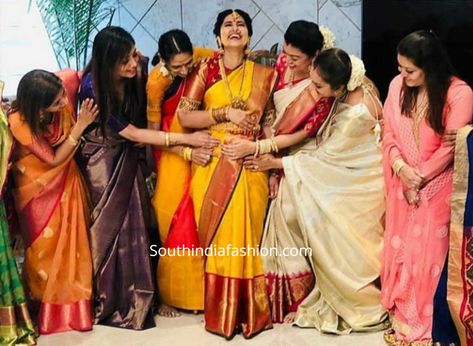 Seemantham Saree, Seemantham Saree Ideas, Seemantham Photos, Indian Maternity Photos, Sneha Prasanna, Actress Sneha, Indian Maternity, Baby Bump Photoshoot, Baby Shower Images