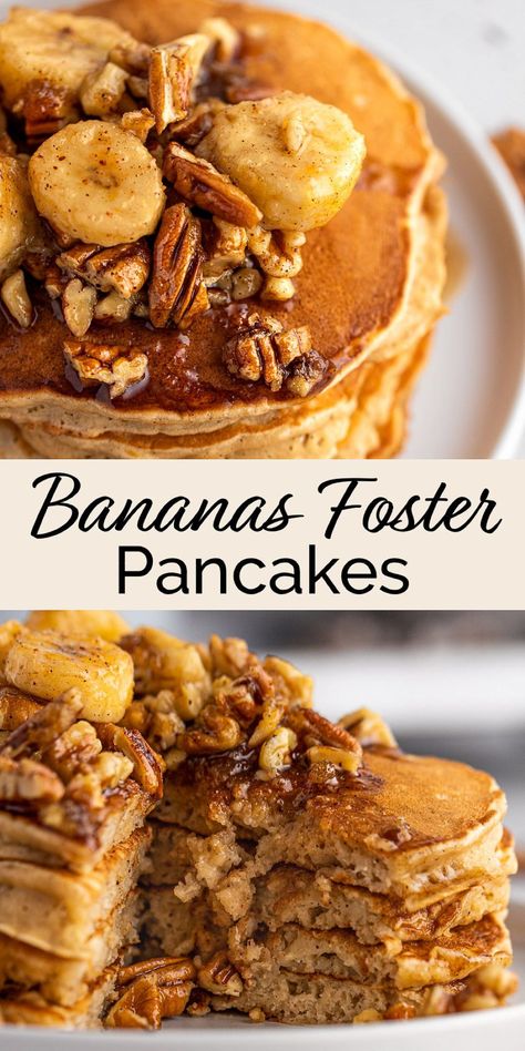 Banana Sauce, Banana Fosters Recipes, Cinnamon Banana Pancakes, Banana Foster Sauce, Banana Pancake Topping, Pancakes Using Bananas, Pancakes Ideas, Banana Sauce For Pancakes, Banana Nut Pancakes Recipe