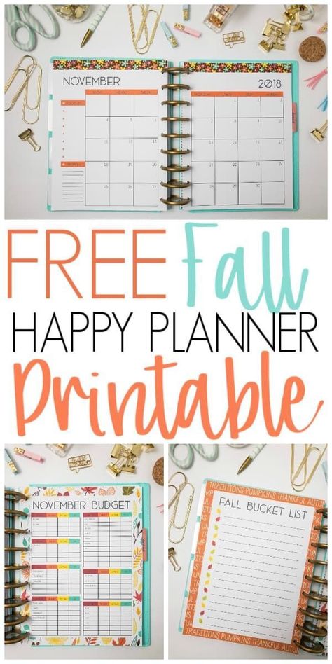 Fall Happy Planner Printable Inserts Happy Planner Free Printable, Planner Free Printable, Happy Planner Inserts, Happy Planner Printables, Free Printables Organization, Mambi Happy Planner, Classic Happy Planner, Planner Tips, Planner Obsessed