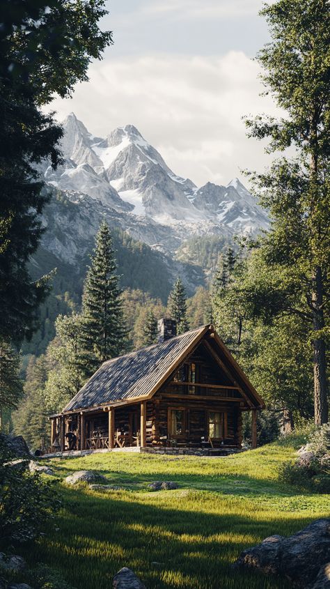 Rustic cabin nestled in dense forest with stunning mountain views Cabin In Mountains, Smokey Mountain Cabins, Wilderness Cabins, Tennessee Cabins, Forest Homes, Mountain Dream Homes, Old Cabins, Alternative Universe, Cabin In The Mountains