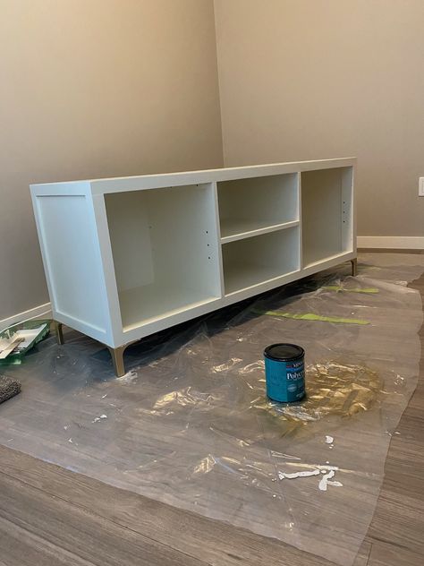 Entertainment Stand Makeover, Tv Stand Make Over, Tv Stand Makeover Diy Modern, Tv Stand Remodel, Redo Tv Stand, Refinish Tv Stand, Painted Tv Stand Ideas, Ikea Tv Stand Makeover, Painting Tv Stand Ideas