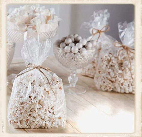 Popcorn Party Favors, Cellophane Gift Bags, Popcorn Favors, Personalized Lip Balm, Popcorn Party, Popcorn Bags, Wedding Confetti, Homemade Cookies, Candy Buffet