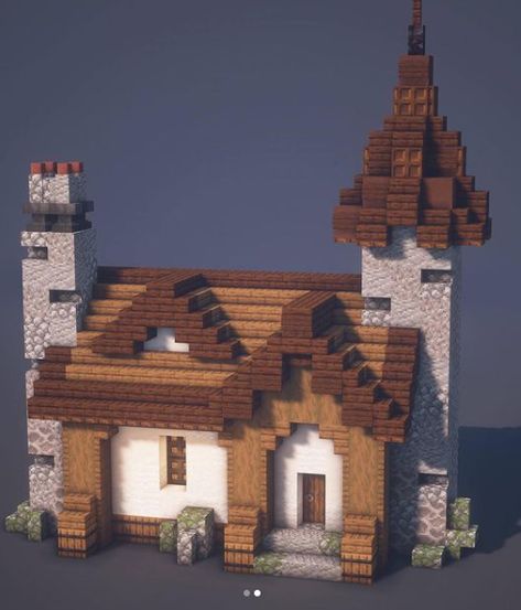 Minecraft Village Builds Ideas, Cliff Face Minecraft, Minecraft Cleric House Ideas, Small Midevil Minecraft Houses, Minecraft Town Plan, Small Midevil Minecraft Builds, Stone Minecraft Builds, Village House Ideas Minecraft, Minecraft Medieval Town House