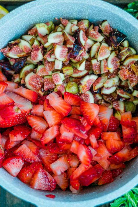 Easy Strawberry-Fig Preserves Recipe (no pectin) Strawberry Fig Preserves Recipe, Fig Strawberry Jam Recipe, Fig Preserves, Fig Preserves Recipe Easy, Fig Preserves Recipe Canning, Strawberry Fig Preserves With Jello, Fig And Strawberry Preserves, Strawberry Fig Jelly, Strawberry Fig Jam