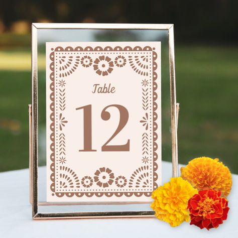 Latinx Wedding, Elegant Mexican Wedding, Festive Typography, Vintage Mexican Wedding, Papel Picado Wedding, Mexican Inspired Wedding, Colorful Wedding Invitations, Table Number Card, Wedding Table Number Cards