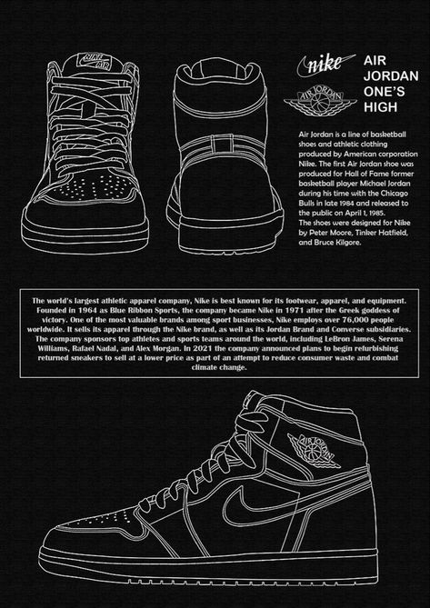 Prints For Walls Jordans, Jordan Posters Shoes, Nike Infographic, Black And White Posters Vintage, Jordan Shoes Poster, Jordans Poster, Nike Jordan Poster, Nike Poster Design, Air Jordan Poster