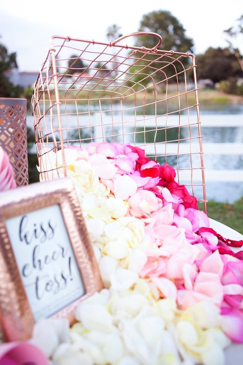 Absolutely adorable DIY petal toss bar for your wedding ceremony! Anguilla Wedding, Petal Toss, Wedding Toss, Wedding Exit, Bar Diy, Top Wedding Trends, Wedding Send Off, Wedding Exits, Wedding Petals