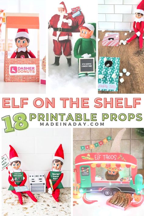 Add a little extra magic to your tradition this year with printable Elf on the Shelf props! Take your elf games up a notch and create silly mischievous scenes that are sure to delight the kids each day! elf on the shelf printable props, elf on shelf accessories, elf on the shelf props kit, elf on shelf props Elf On Shelf Props, Elf On The Shelf Props, Elf Printables Free, Elf On Shelf Printables, Printable Elf On The Shelf, Elf Printables, Elf On The Shelf Arrival, Elf Games, Printable Props