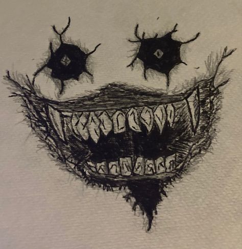 Scary Mouth Drawing Reference, Demon Smile Drawing, Scary Eyes Drawing Reference, Scary Small Drawings, Eyes Scary Drawing, Dark Blackwork Tattoo Design Drawings, Scary Face Sketch, Drawing Scary Ideas, Scary Smile Tattoo