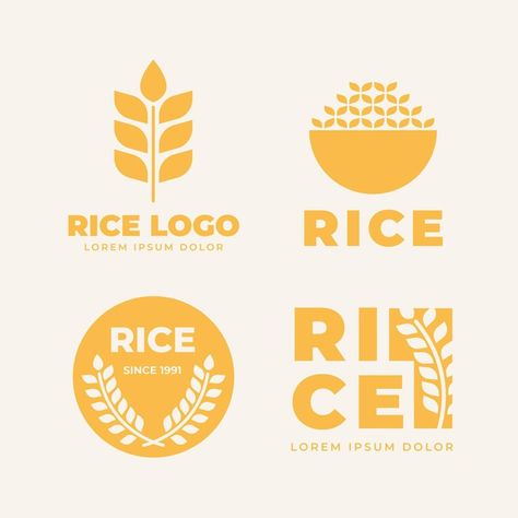 Rice logo collection | Free Vector #Freepik #freevector Rice Logo Design, Milk Logo Design, Logo Rice, Milk Logo, Rice Brands, Rice Packaging, Eco Brand, Japanese Logo, Portfolio Design Layout