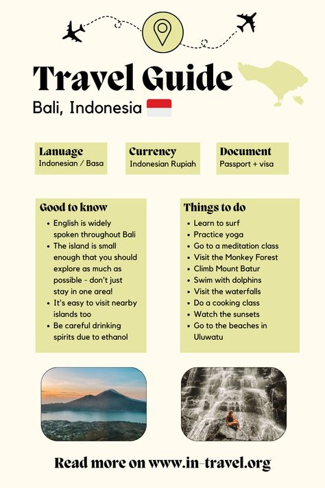 Travel Guide Bali bucket list Things To Do In Indonesia, Indonesia Travel Guide, Things To Do In Bali Indonesia, Bali Aesthetic Photography, Bali Checklist, Journal Bingo, Traveling Bali, Bali Tour Packages, Bali Bucket List