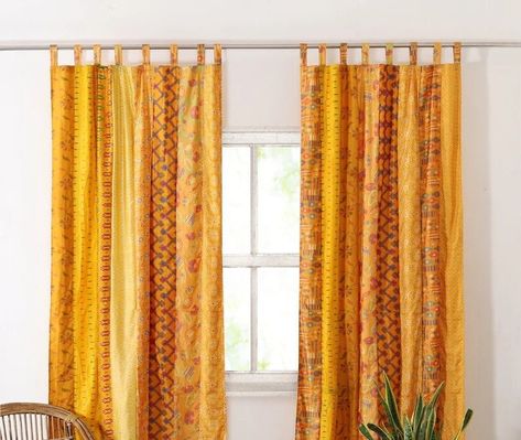 Sari Curtains, Hippie Curtains, Rideaux Boho, Patchwork Curtains, Curtain Door, Handmade Curtains, Curtain For Door Window, Bohemian Curtains, Living Room Door