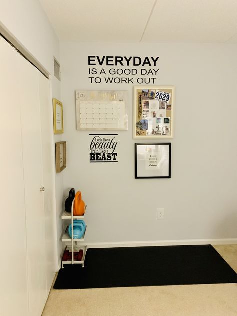 #pelotonbikenook #bedroomworkoutcorner #workoutcorner Small Workout Area In Bedroom, Workout Corner Ideas In Bedroom, Bedroom With Fitness Area, Bedroom Workout Corner, Small Workout Corner, Exercise Corner In Bedroom, Tiny Workout Space, Workout Stations At Home, Pilates Corner At Home