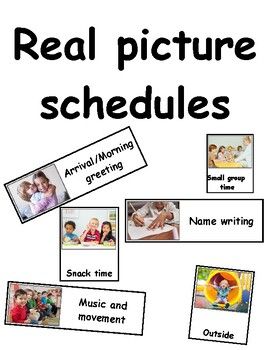 Classroom schedule with real photos. made in two different formats. Visual Cards For Preschool, Preschool Visual Schedule Free Printable, Pre K Schedule Daily Routines, Kindergarten Circulum, Daycare Decorations, Class Garden, Visual Schedule Preschool, Classroom Daily Schedule, August Ideas