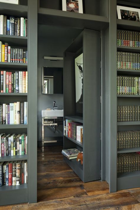 Photo 6 of 10 in Bookshelves Conceal Hidden Rooms in This Secret-Filled Backyard Studio - Dwell Dold Dörr, Floor To Ceiling Bookshelves, Studio Cabin, Glass Cabin, Ecological House, Folding Glass Doors, Modern Shed, Harrison Design, Backyard Studio