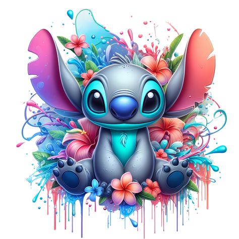 Image Stitch Disney, Disney Sublimation Designs, Stitch Images, Disney Stitch Tattoo, Eeyore Pictures, Lilo En Stitch, Stitch Painting, Stitch Tattoo, Stitch Backpack