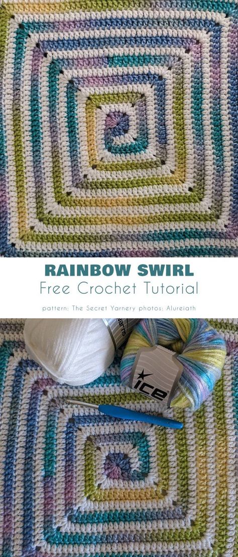 Swirl Blanket Free Crochet Patterns Crochet Afghan Varigated Yarn, Swirl Crochet Blanket, Crochet Spiral Blanket Pattern Free, Spiral Blanket Crochet, Crochet Afghan Tutorials, Continuous Spiral Crochet Blanket, Crochet Swirls Spirals, Crochet Blanket Patterns Multicolor Yarn, Spiral Crochet Granny Square Pattern Free