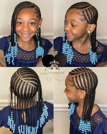 November Love on Instagram: “Children's Braids and Beads! Booking Link In Bio! #ChildrenHairStyles #BraidArt #ChildrensBraids #BraidsAndBeads #kidsbraidsatl…” Two Big French Braids, Simple Cornrows For Kids, Braids For Kids Natural Hair, Kids Cornrow Hairstyles Simple, Simple Cornrows For Natural Hair, Simple Hairstyles For Kids, Kids Braids With Beads, November Love, Toddler Braided Hairstyles