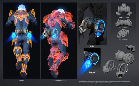 Battle royale jet pack, Dmitry Cherevatenko on ArtStation at https://www.artstation.com/artwork/oO8V1O Futuristic Jetpack Concept Art, Jet Pack Concept Art, Sci Fi Jetpack, Concept Art Outfits, Jetpack Concept Art, Ekko League Of Legends, Jet Packs, Powered Exoskeleton, Jet Pack