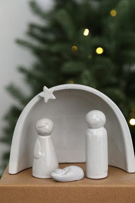 Amazon.com: WONDROUS' DECO Porcelain Nativity Scene Set, Ceramic Holy Family Mini Nativity Figures, Small Modern Nativity Ornaments for Christmas Indoor Decoration, Unique Gift : Home & Kitchen Ceramic Nativity Set, Nativity Scene Display, Ceramic Nativity, Nativity Scene Sets, Ceramic Christmas Decorations, Christmas Nativity Set, Christmas Tabletop, Nativity Ornaments, Ceramic Christmas Trees