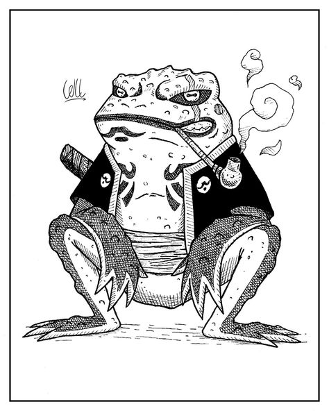 Inktober 2023 - Day 8: Toad Naruto Gamabunta Tattoo, Naruto Toad Tattoo, Naruto Toad, Toad Drawing, Nature Tattoo Sleeve, Inktober 2023, Tattoo Reference, Nature Tattoo, October 8