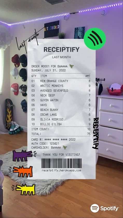 Spotify Receipt Aesthetic, Spotify Design Graphics, Receiptify Aesthetic, Playlist Graphic Design, Spotify Receipt, Pride Playlist, Playlist Spotify Aesthetic, Playlist Design, Spotify Theme