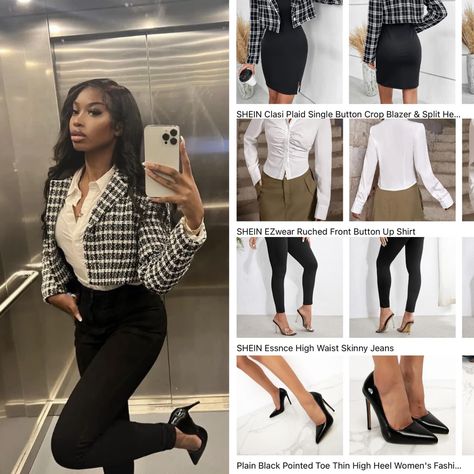 Businesses Professional Outfits, Black Women Real Estate Outfits, Interview Clothes Black Women, Accounting Attire Work Outfits, Cute Outfits For Interviews, Business Professional Outfits Shein, Legal Attire Women, Cute Business Professional Outfits For Women, Business Casual Shein