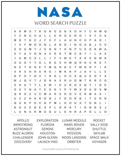 Whether you were around to witness Neil Armstrong set foot on the moon back in 1969, or your fascination with all things outer space is more recent, you’ll appreciate our NASA Word Search Puzzle. Tang, anybody? Nasa Printables Free, Space Word Search, Bored Activities, Outer Space Activities, Fun Sheets, Alien Words, Solar System Worksheets, Space Activities For Kids, Word Search Puzzles Printables