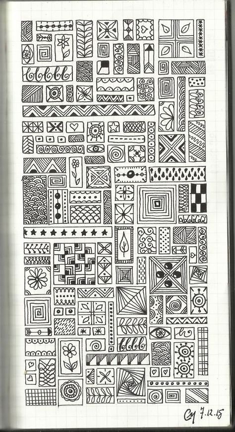 Patterns And Designs, Sharpie Art Ideas, Full Page Doodle Pattern, Zen Doodle Patterns, Zen Doodle Art, Geometric Design Art, Mandala Art Lesson, Tangle Patterns, Zentangle Drawings