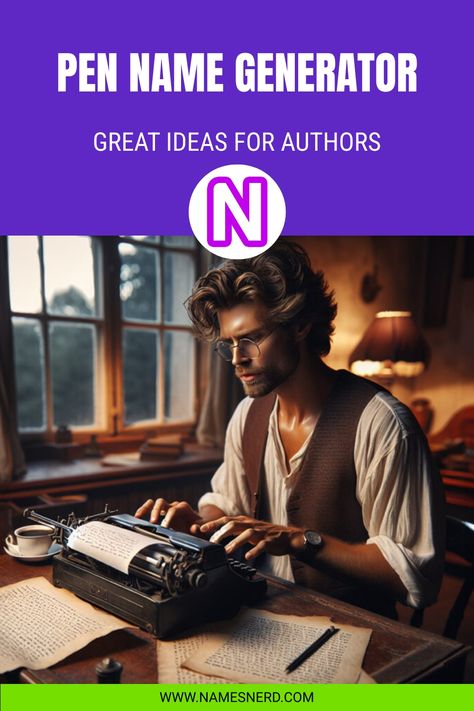 This pen name generator will assist any writer in creating a nom de plume for their books, stories, or online persona. Author Pen Name Ideas, Pen Name Ideas For Writers, Pen Names For Writers, Pen Name Ideas, Pen Name Generator, Last Name Generator, Character Name Generator, Daniel Handler, Fantasy Writer