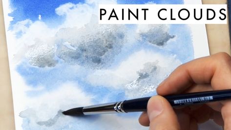 Clouds With Cotton Balls, Clouds In Watercolor, Sketch Cloud, How To Paint Clouds, Cloud Tutorial, How To Sketch, Sketching Tips, Clouds Nursery, Watercolor Clouds