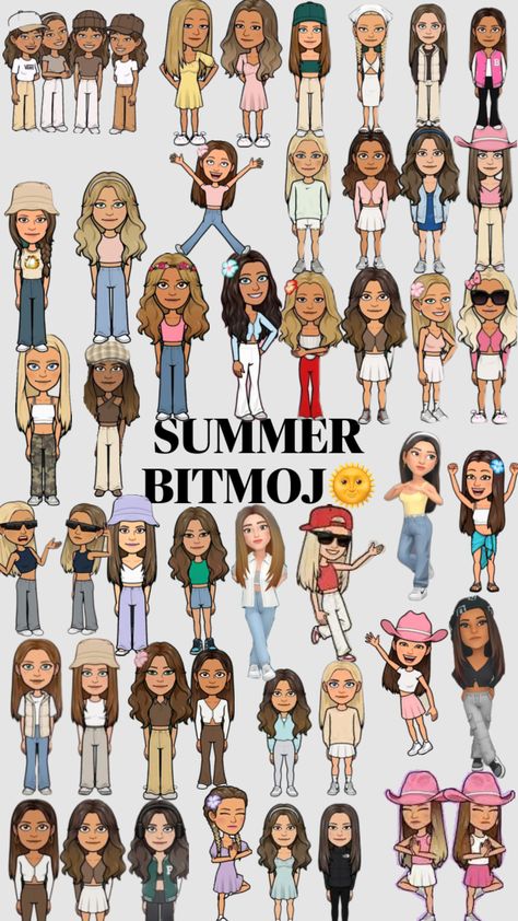 #outfitinspo #bitmoj#bitmojioutfit #summer#summerbitmoj🌞🎀 Girl Bitmoji Outfits, Cute Bitmoji Outfits Summer, Preppy Bitmoji, Pretty Bitmoji Ideas, Bitmoji Inspo, Bitmoji Outfits Baddie, Snapchat Best Friends, Cute Snapchat Bitmoji Ideas, Snapchat Avatar