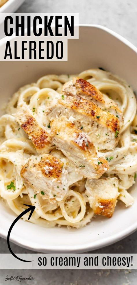 Fettucini Alfredo With Chicken Recipe, Fettucini Alfredo Recipe Chicken Easy, Easy Chicken Fettuccine, Easy Chicken Fettuccine Alfredo, Fetuchini Alfredo, Alfredo Sauce Recipe Without Heavy Cream, Fetuccini Alfredo, Alfredo Fettuccine, Simple Chicken Alfredo Recipe