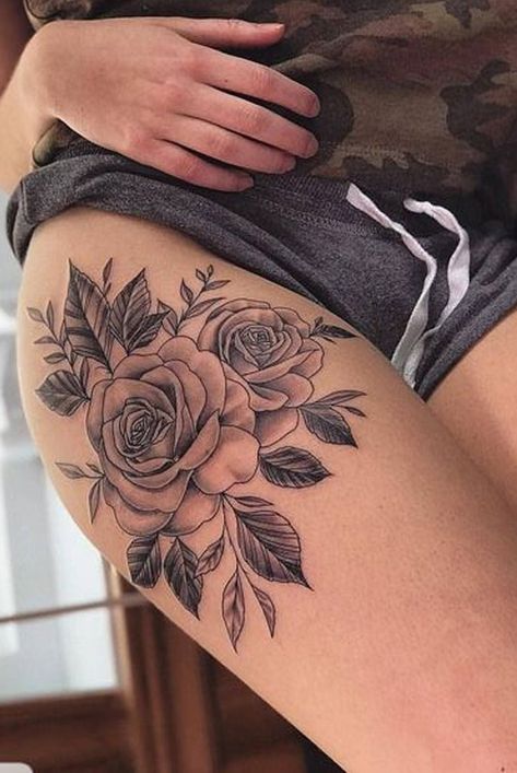 Beautiful Realistic Rose Thigh Tattoo Ideas for Women - ideas realistas del tatuaje del muslo color de rosa para las mujeres - www.MyBodiArt.com Hip Tattoos Women Rose, Outer Thigh Tattoos Women, Rose Tattoo On Leg, Rose Leg Tattoo, Rose Hip Tattoo, Rose Thigh Tattoo, Rose Tattoo On Hip, Floral Hip Tattoo, Thigh Tattoo Ideas