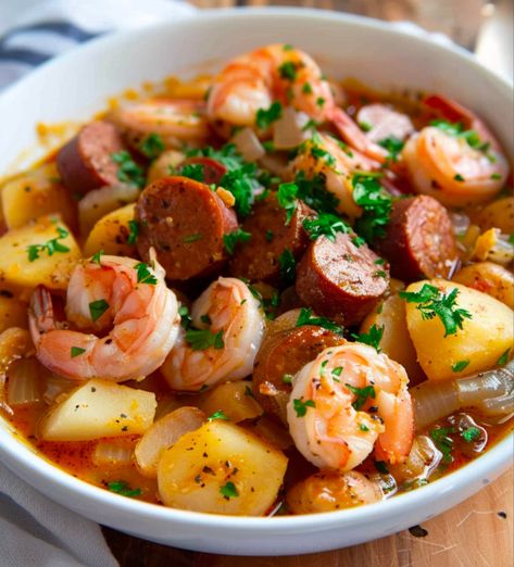 Sausage And Shrimp Recipes, Potato Recipes Crockpot, Sausage Potato Soup, Shrimp And Sausage, Sausage Recipes For Dinner, Sausage Ingredients, White Bean Soup Recipes, Sausage Stew, Chicken Crockpot Recipes Easy