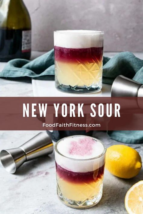 Ny Sour Cocktail, New York Sour Cocktails, New York Sour Recipe, Sour Cocktail Recipes, Martini Recipes Easy, Sour Cocktails, Wine Float, Cocktail Corner, Red Wine Cocktails