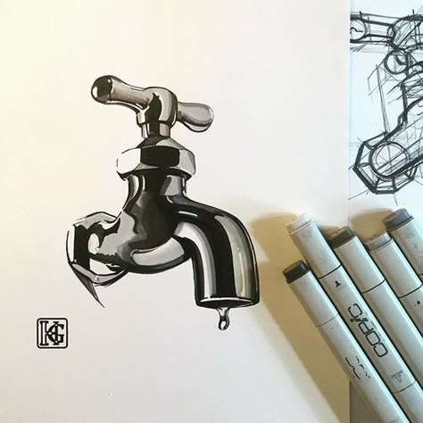 Hakan Gürsu - Final stage with my veteran markers: Marker Rendering, Copic Drawings, Product Sketches, Copic Marker Art, Product Sketch, Copic Art, Design Sketching, Object Drawing, Industrial Design Sketch