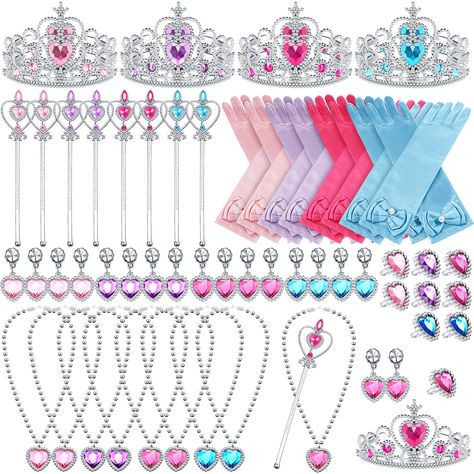 PRICES MAY VARY. Complete Combination: you will receive 8 sets of princess accessories for girls in 4 different eye catching colors: purple, blue, pink and rose red, 2 sets for each color; Each set includes 1 crown, 1 ring, 1 necklace, 1 wand, 1 pairs of gloves and 1 pairs of earrings Long Service Life: the princess gloves are made of shiny fabric, skin friendly and sturdy, safe for your girls' delicate hands; And the kids crown, wand, ring, earring and necklace are constructed with quality plas Princess Birthday Party Food, Princess Gloves, Princess Birthday Decorations, Princess Accessories, Princess Kitty, Princess Party Favors, Girl Bday Party, Princess Tea Party, Tea Party Theme