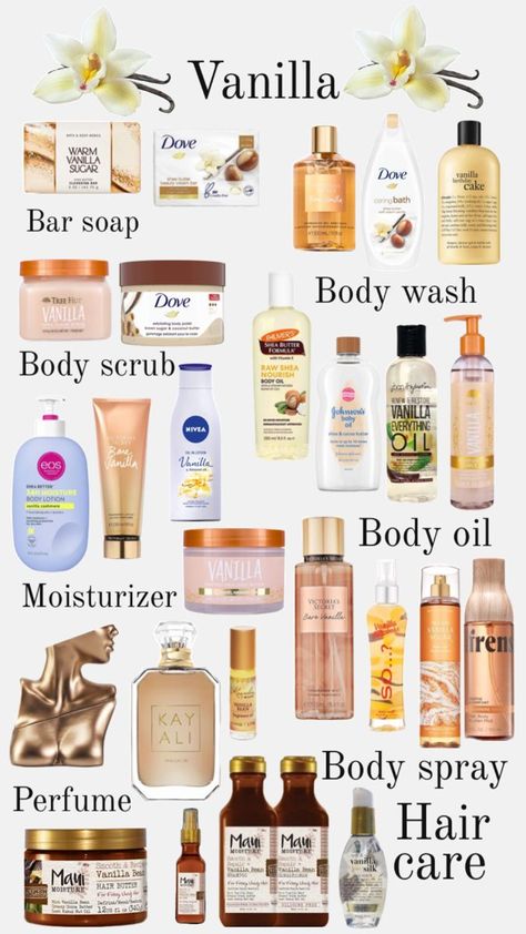 Here are some vanilla inspo Credits: ruby Vanilla Body Wash, Dove Body Wash, Moisturizing Body Oil, Basic Skin Care Routine, Shower Skin Care, Body Smells, Body Washes, Pretty Skin Care, Bath And Body Care