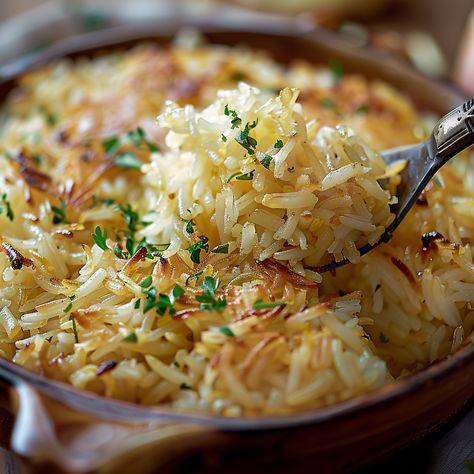 Golden Onion Butter Rice Savoury Brown Rice Recipes, Golden Raisin Rice, Rice Asparagus Recipes, Beef Peppers And Rice, Flavorful White Rice, Onion Butter Rice, Rice That Goes With Fish, Golden Onion Butter Rice Recipe, Basmati Rice Pilaf Recipe