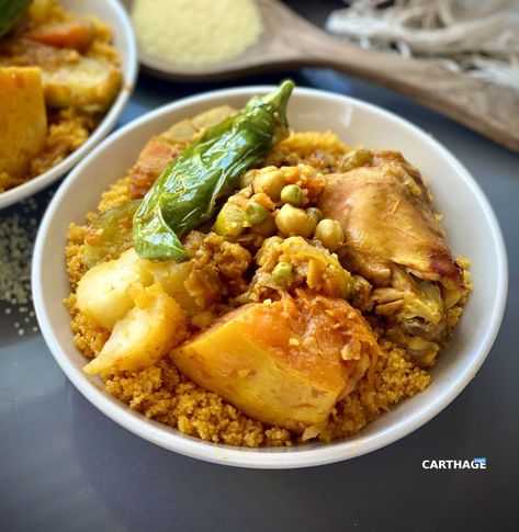 Tunisia's National Dish: COUSCOUS — Carthage Magazine Tunisian Couscous Recipe, Tunisian Couscous, Couscous Dishes, Making Couscous, North African Food, Chicken Couscous, Tunisian Food, Couscous Recipes, National Dish